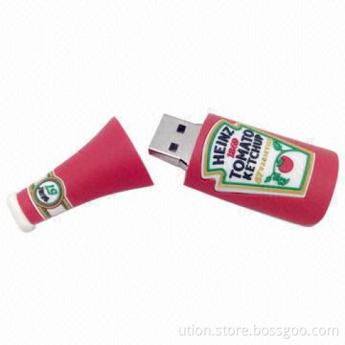 Bottle-shaped USB Flash Drive with 4GB Capacity and USB 2.0 Transmission, Free Samples